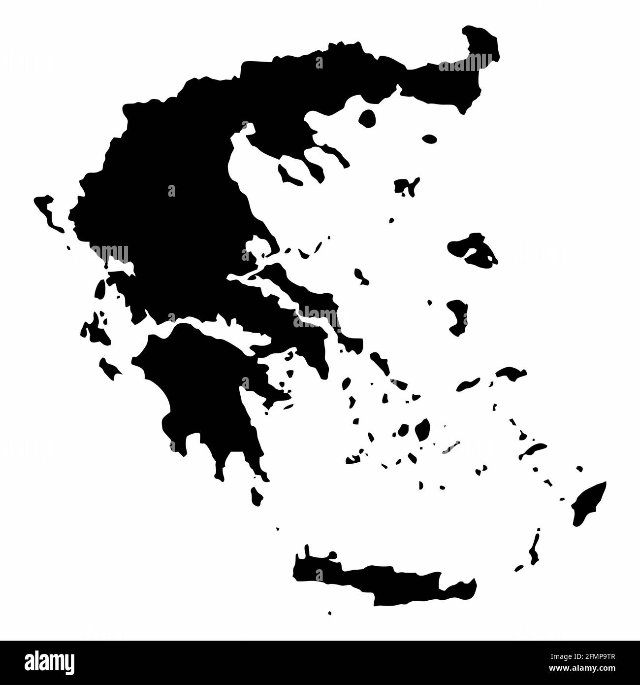 Grecia mappa silhouette scura isolata su sfondo bianco Illustrazione Vettoriale