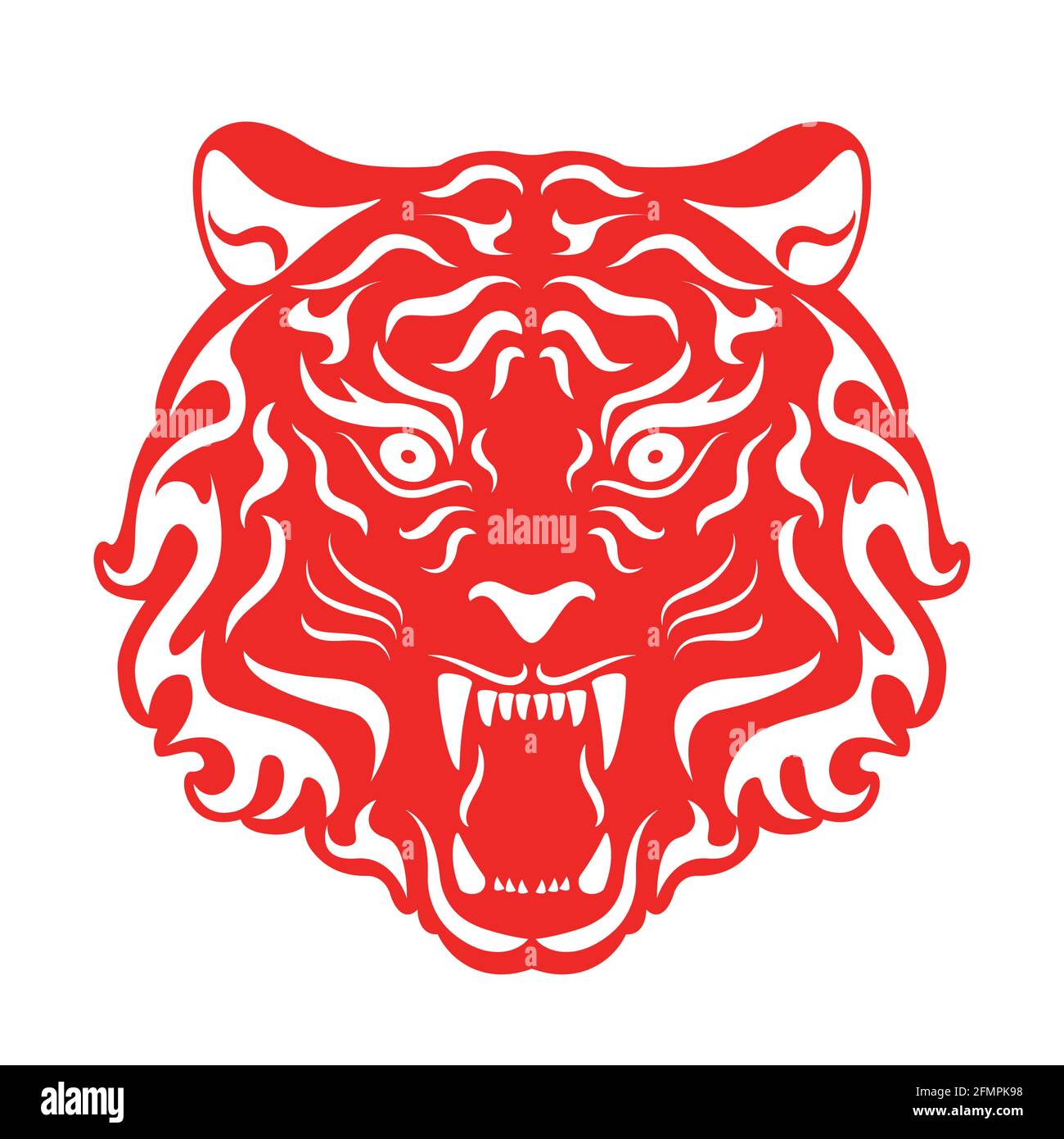 tiger testa ruggente Vector illustrazione di una testa tigre. Illustrazione Vettoriale