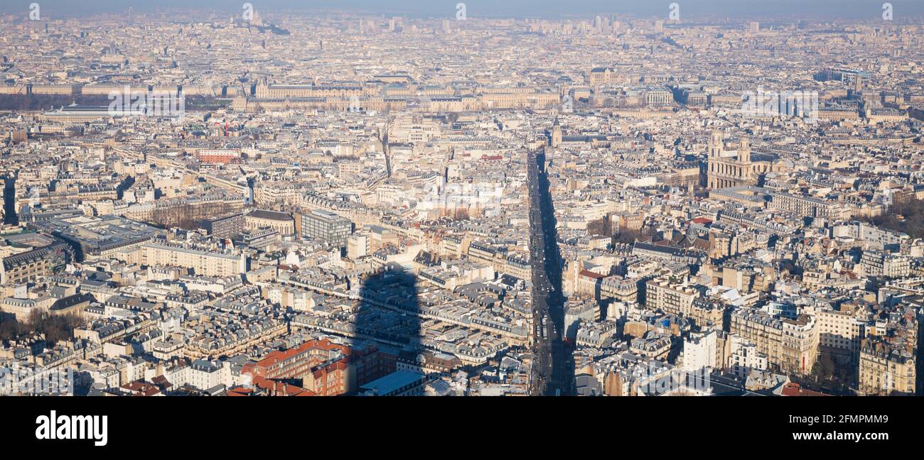 Vista dalla Torre di Montparnasse / Tour Montparnasse, Parigi, Francia. Foto Stock
