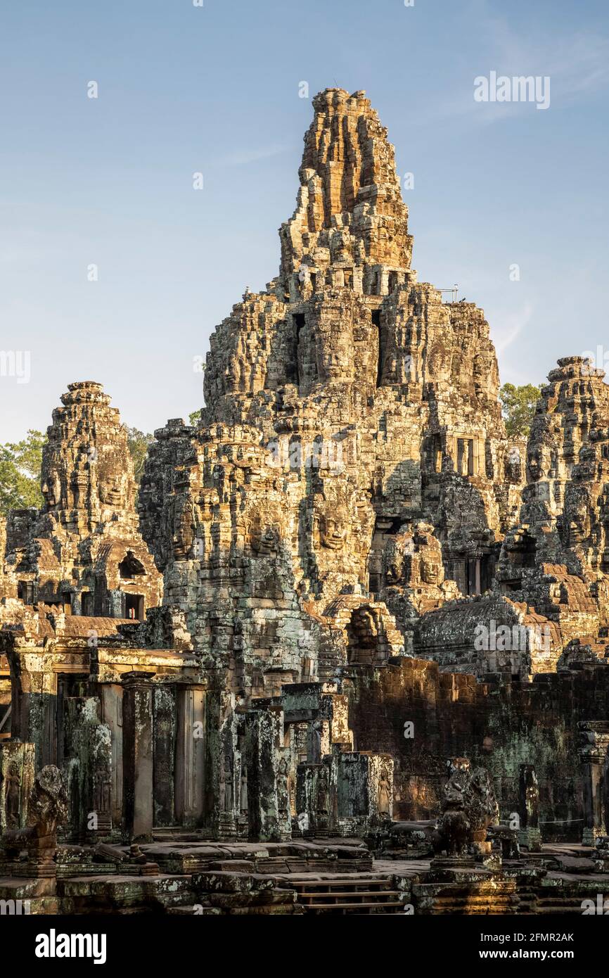 Tempio Bayon, Angkor Thom, il Parco Archeologico di Angkor, Siem Reap, Cambogia Foto Stock