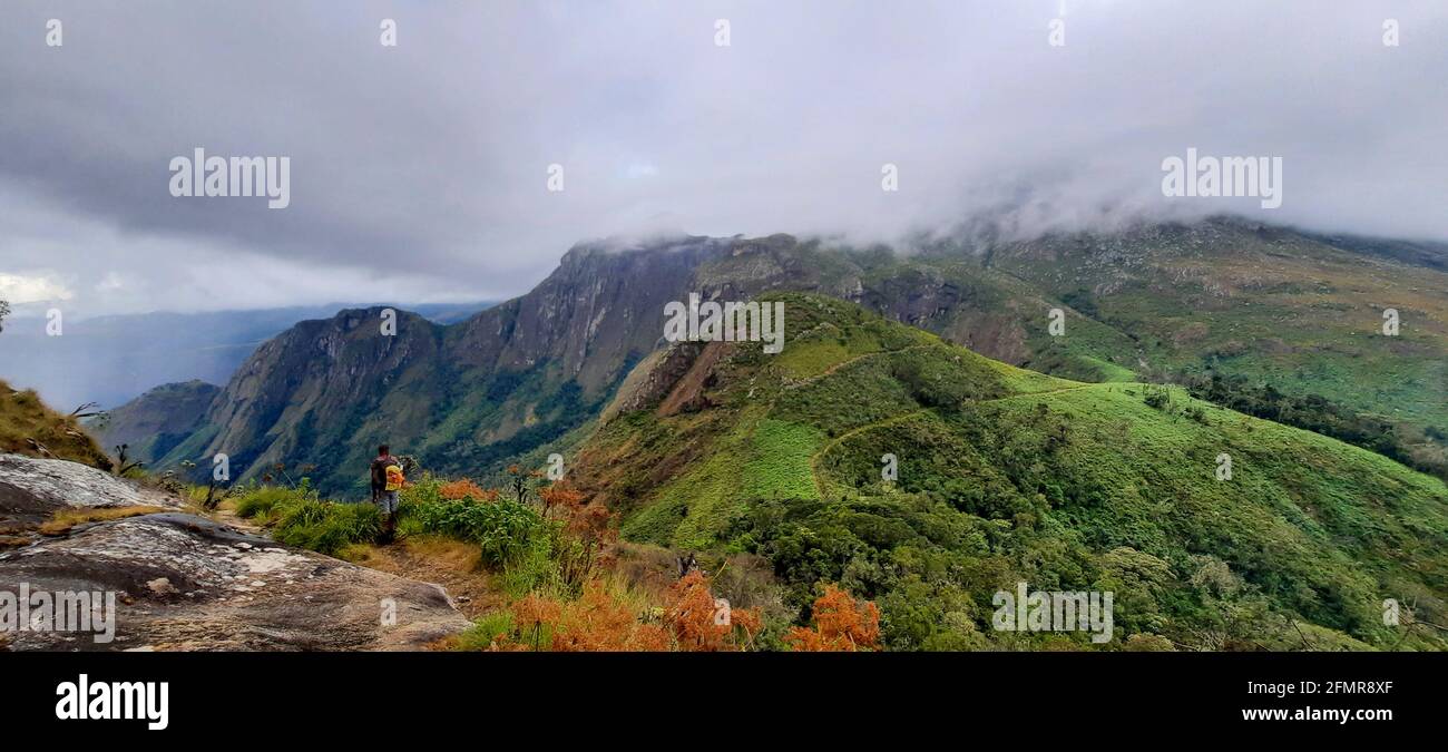 Picco coperto di nuvole nel Monte Mulanje Foto Stock