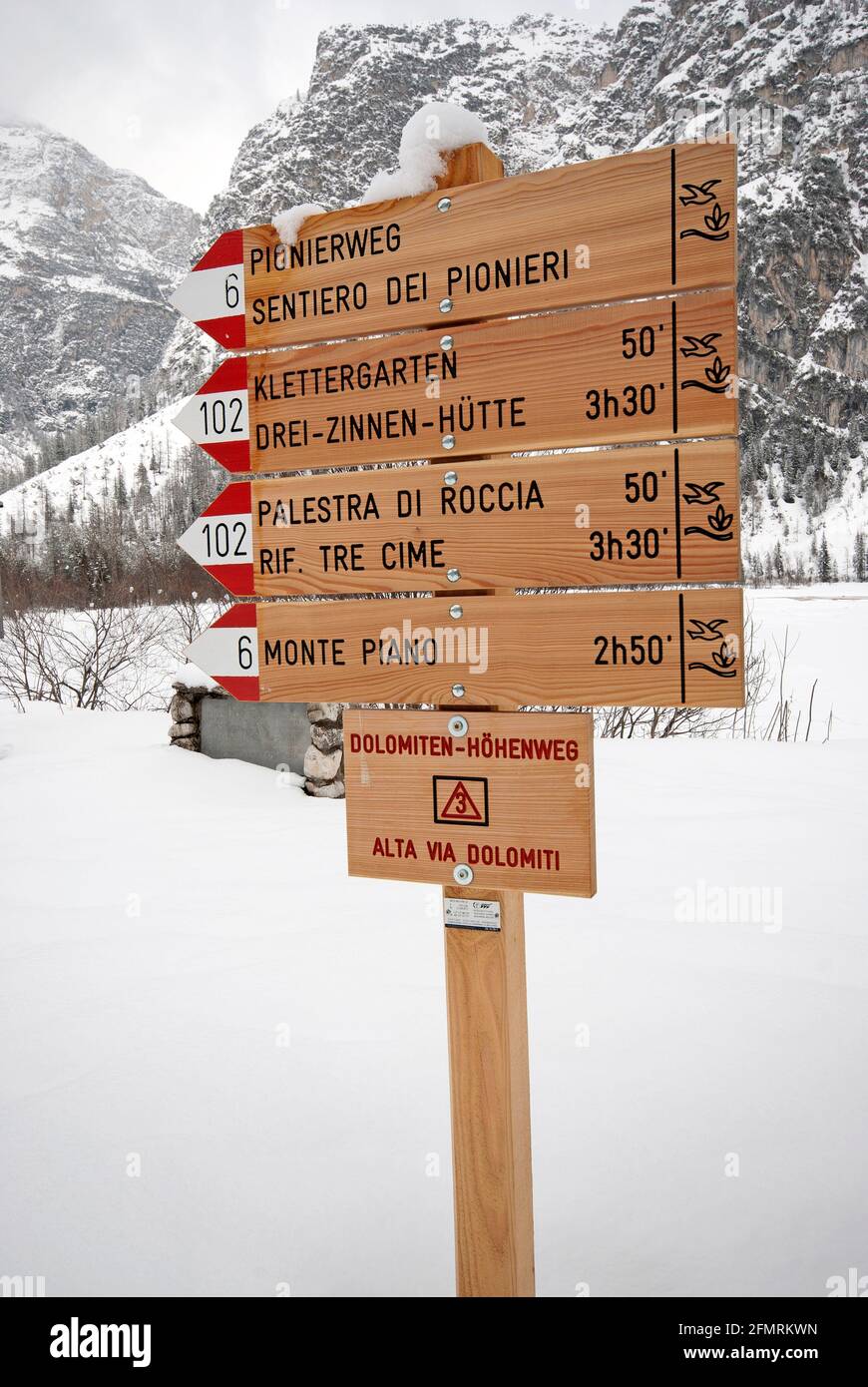 Sentiero in Valle Landro, Trentino-Alto Adige, Italia Foto Stock