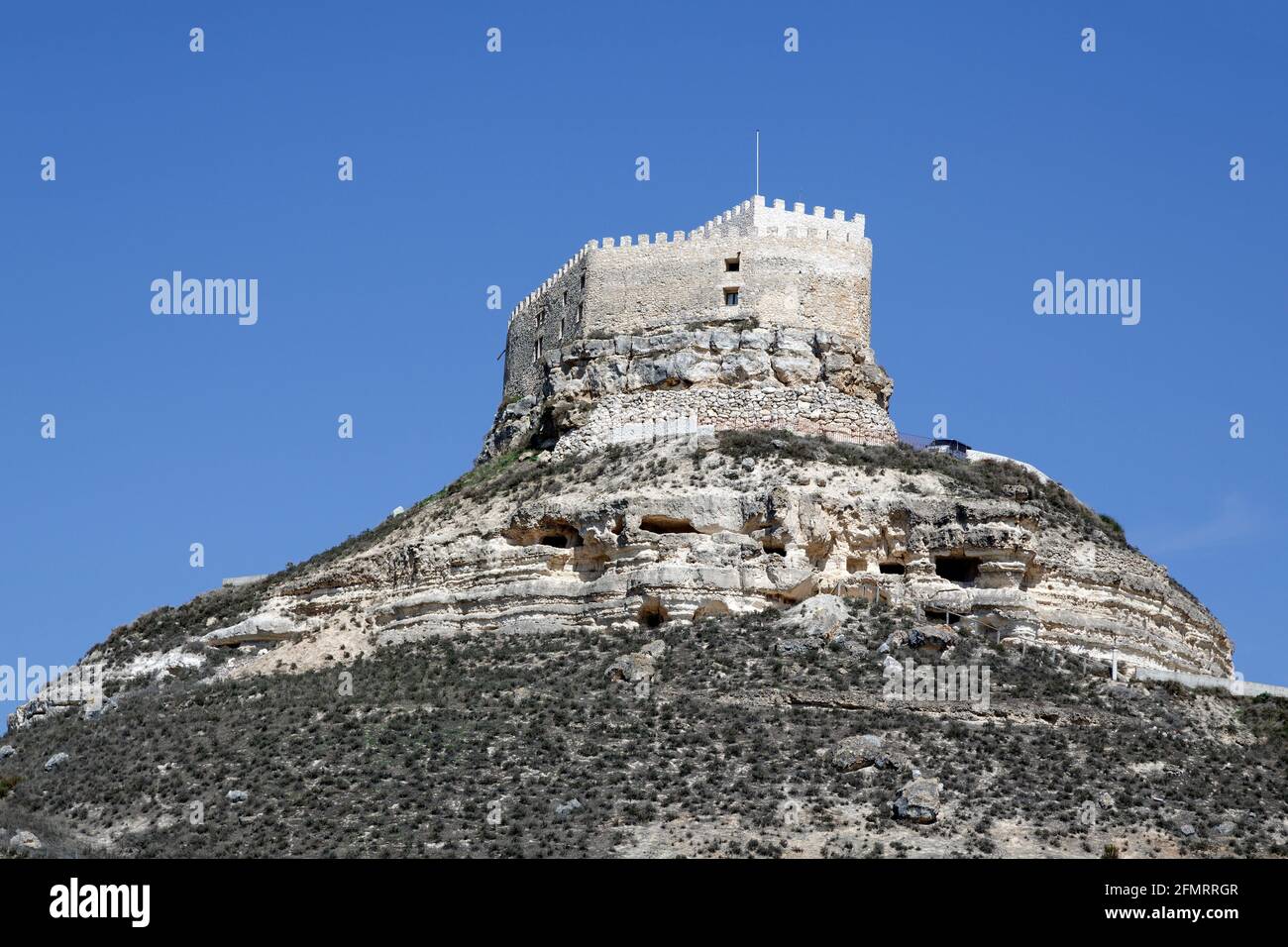 Castello di Curiel de Duero, edificio fortificato situato su una collina rocciosa in provincia di Valladolid, Castiglia e Leon, Spagna. Foto Stock