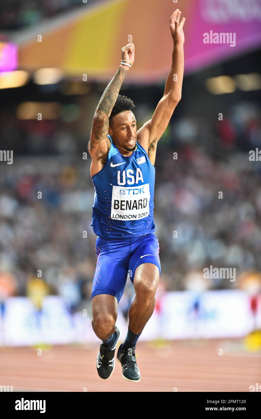 Chris Benard (Stati Uniti). Triple Jump uomini, finale. Campionato del mondo IAAF Londra 2017 Foto Stock