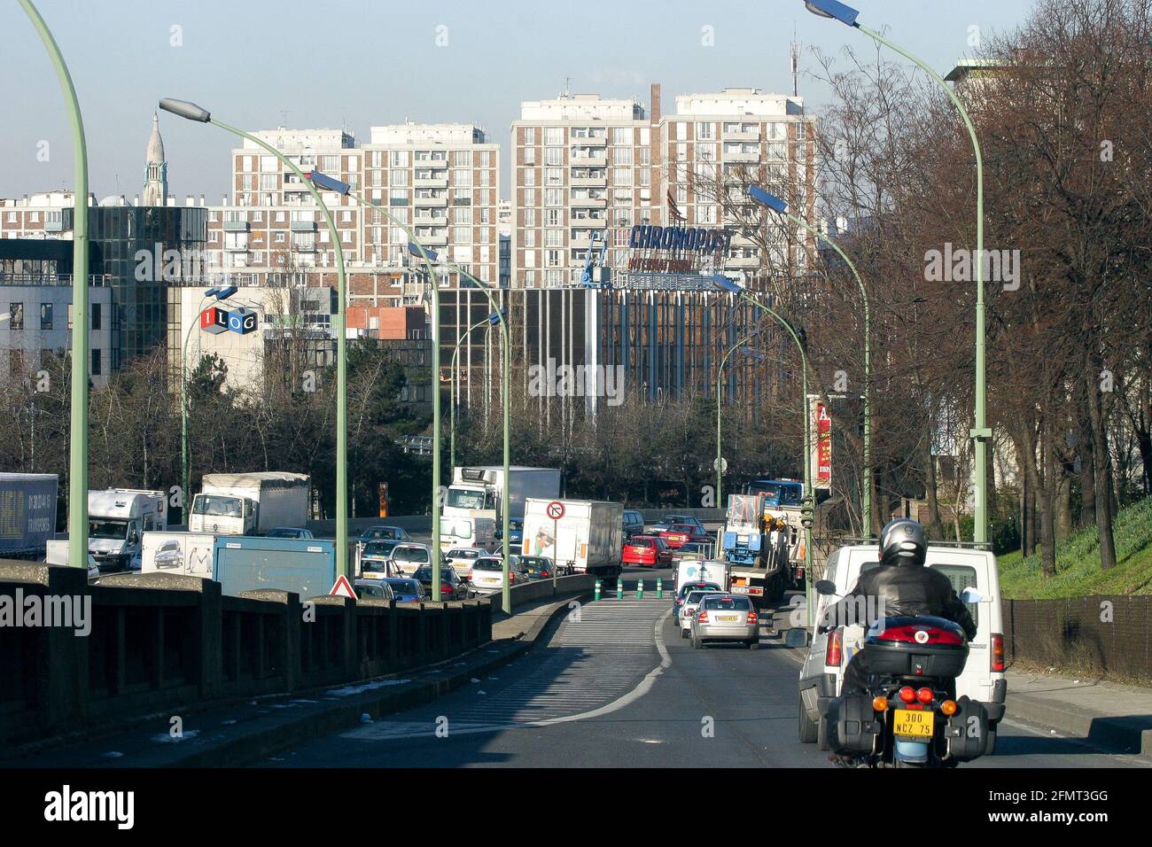 Traffico sulla tangenziale, Parigi, Francia Foto Stock