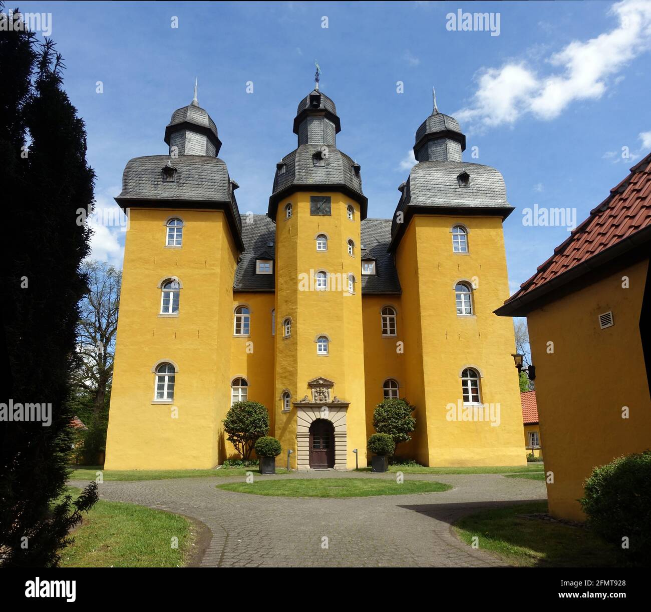 Schloss Holte oder Holter Schloss, barockes Wasserschloss aus dem 17. Jahrhundert, Schloss Holte-Stukenbrock, Nordrhein-Westfalen, Germania Foto Stock