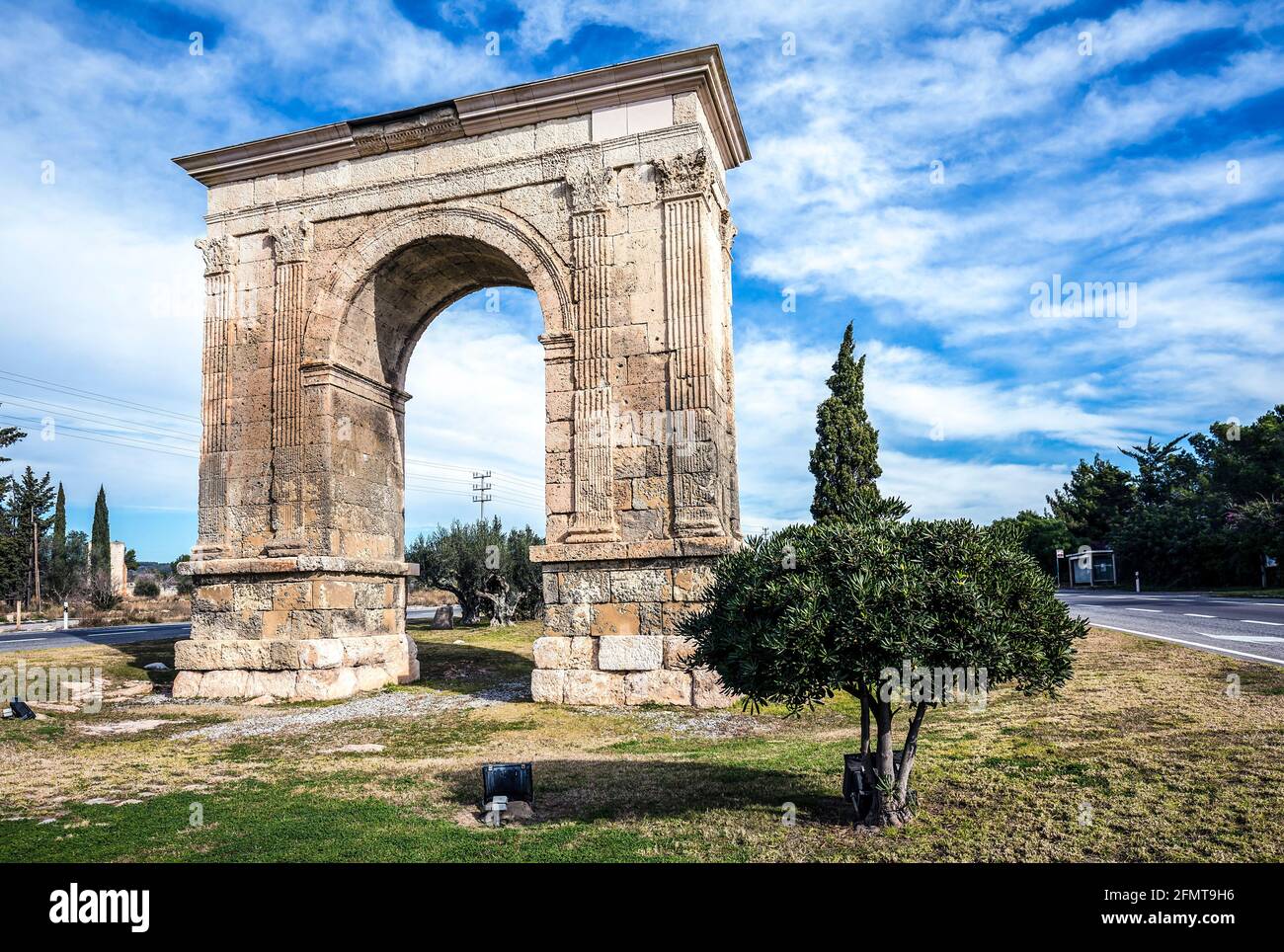 Arco trionfale di Bara a Tarragona, Catalogna, Spagna. Foto Stock