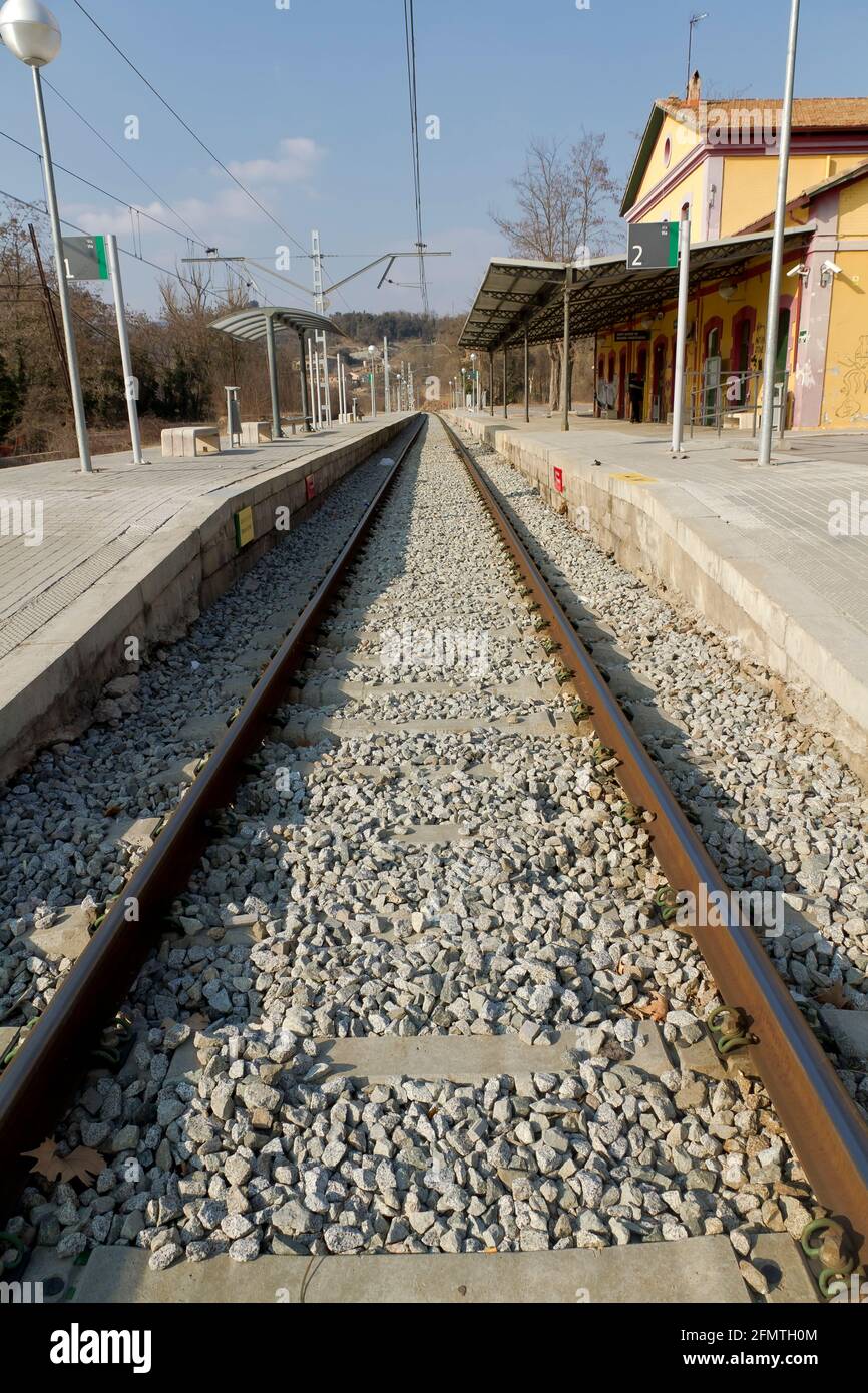 Stazione ferroviaria, sant quirze de basora montesquiu, Spagna Foto Stock