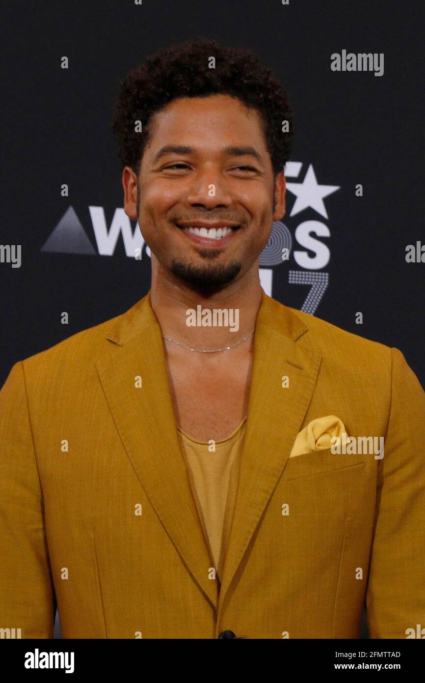 LOS ANGELES - GIU 25: Jussie Smollett al BET Awards 2017 - Sala Stampa al Microsoft Theatre il 25 giugno 2017 a Los Angeles, California Foto Stock