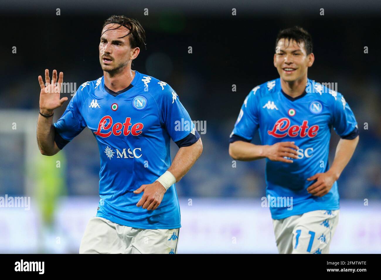 Fabian Ruiz, centrocampista spagnolo del SSC Napoli, festeggia dopo aver segnato un gol durante la serie A, una partita di calcio tra SSC Napoli e Udinese. Napoli ha vinto il 5-1 Foto Stock