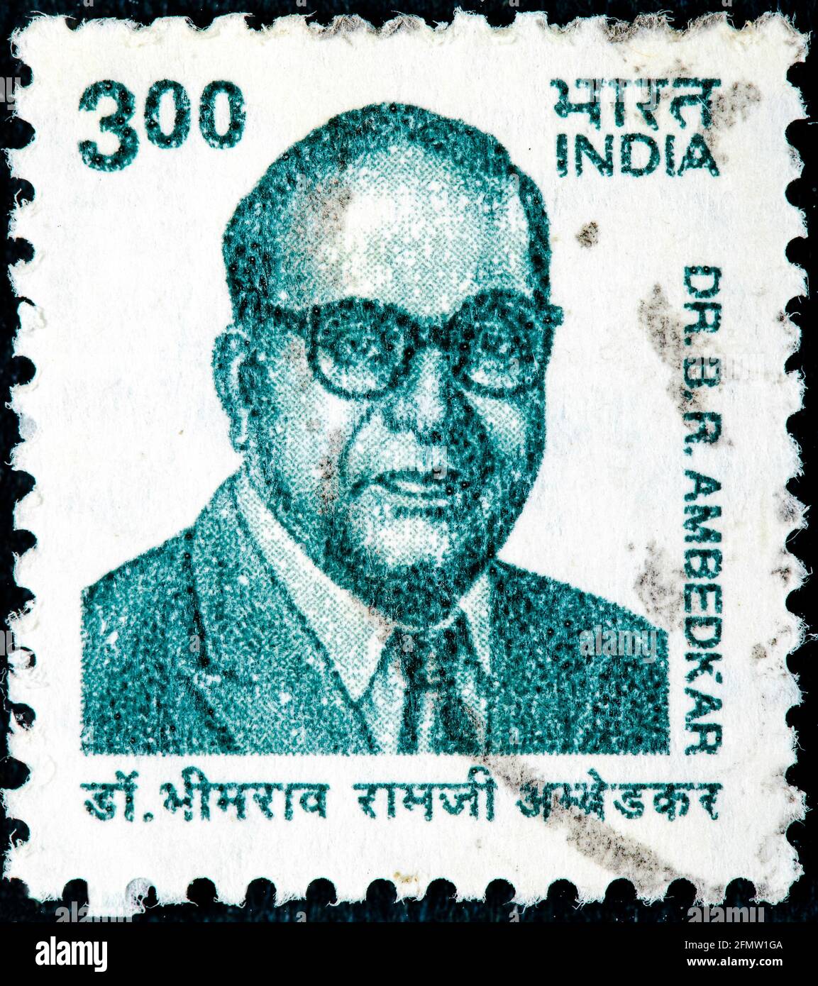 INDIA-CIRCA 1960:UN francobollo stampato in INDIA mostra l'immagine di Bhimrao Ramji Ambedkar (14 aprile 1891 - 6 dicembre 1956) Conosciuto anche come Babasaheb era un indiano Foto Stock