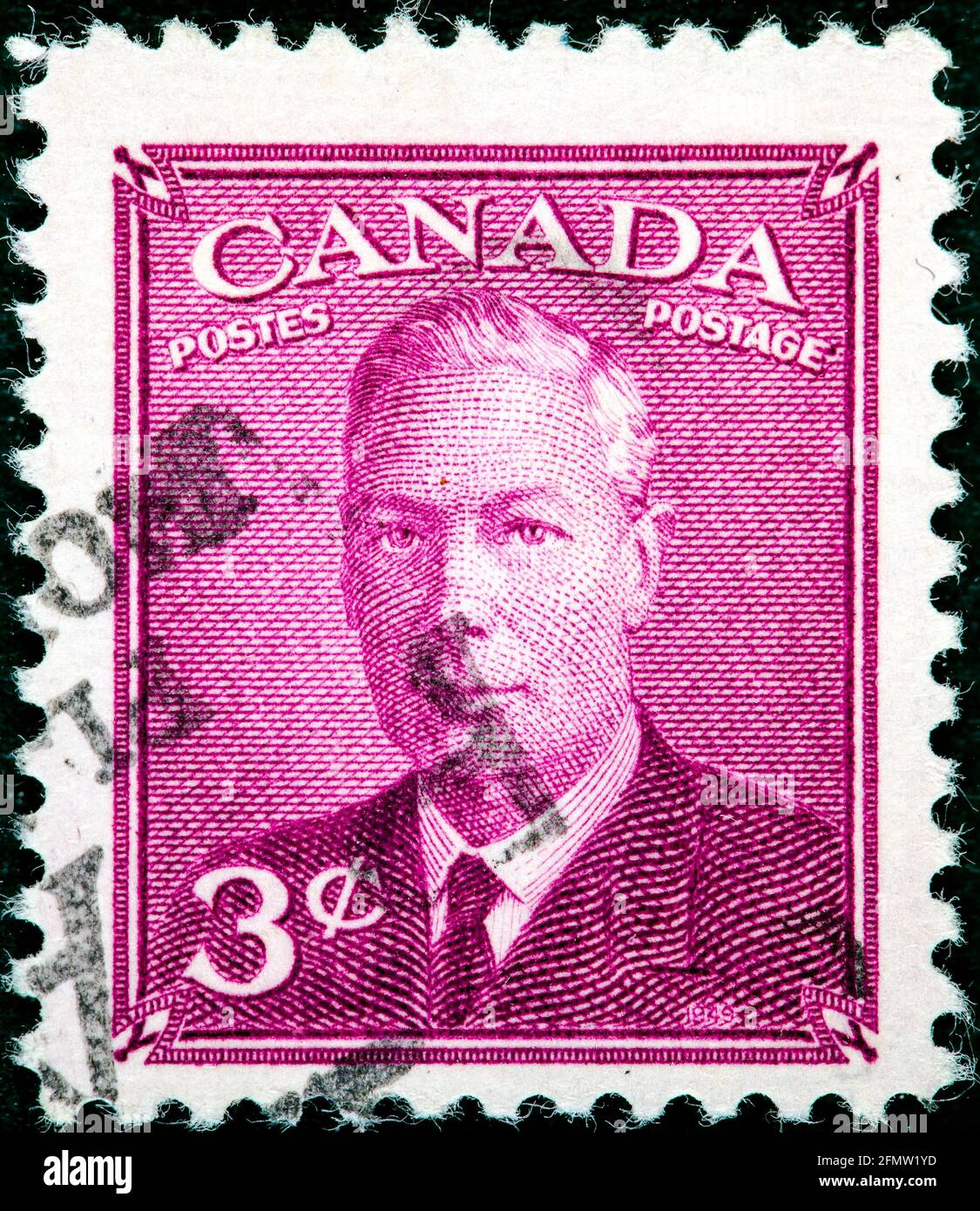 CANADA - CIRCA 1949 un francobollo stampato in Canada mostra re Giorgio VI, re d'Inghilterra, circa 1949 Foto Stock