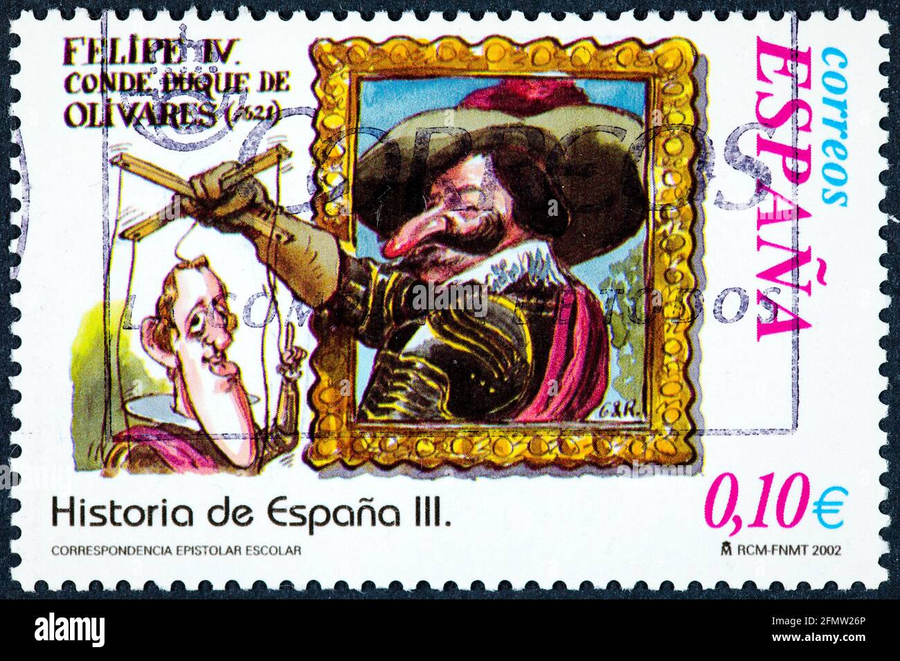 SPAGNA - CIRCA 2002: Un francobollo stampato in Spagna mostra Felipe IV Conte Duca d'Olivares Foto Stock