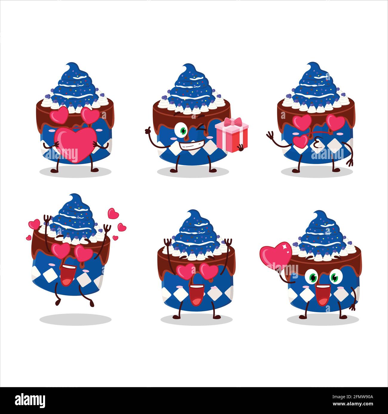 Dolce Sweety cartoon mirtillo personaggio con amore simpatico emoticon. Illustrazione vettoriale Illustrazione Vettoriale