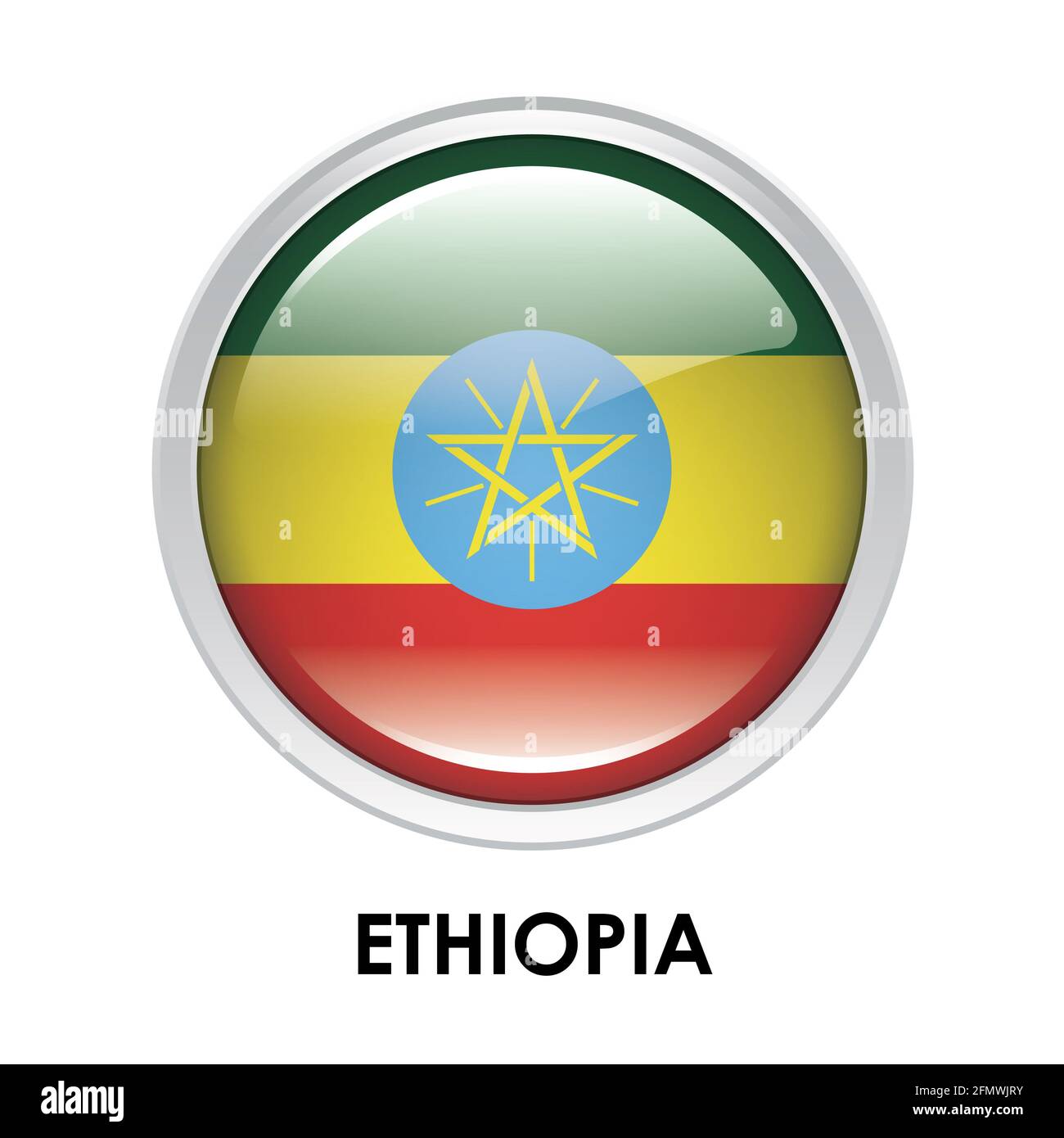 Bandiera rotonda dell'Etiopia Foto Stock