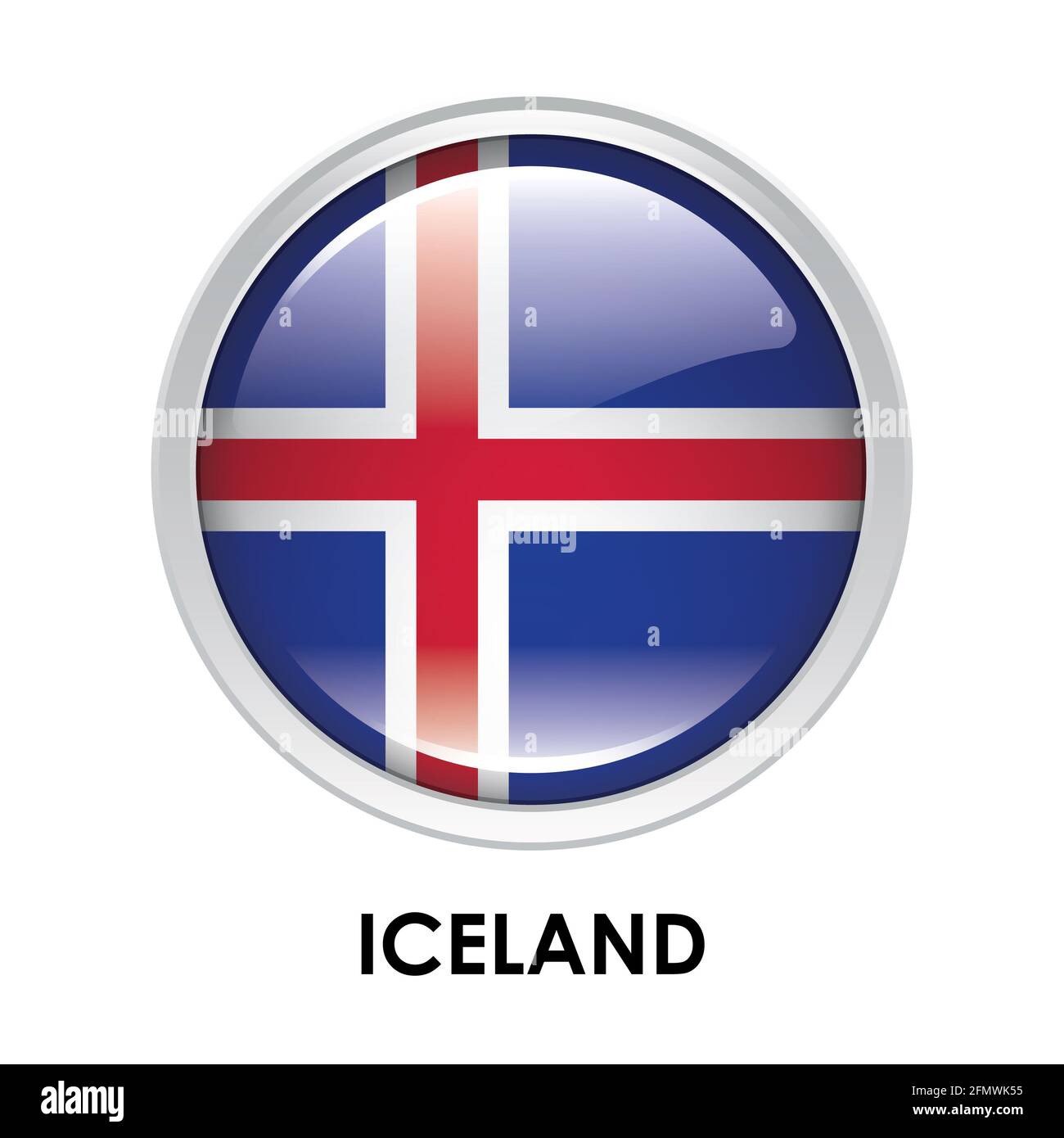 Bandiera rotonda dell'Islanda Foto Stock