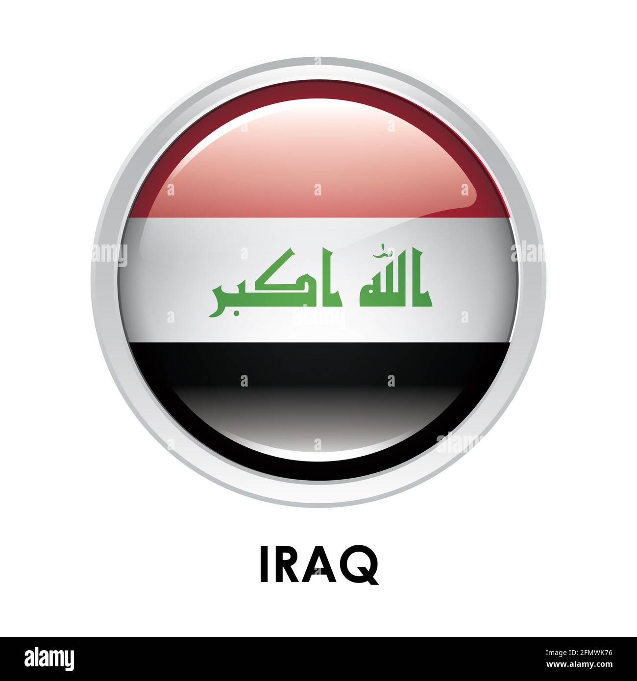 Bandiera rotonda dell'Iraq Foto Stock