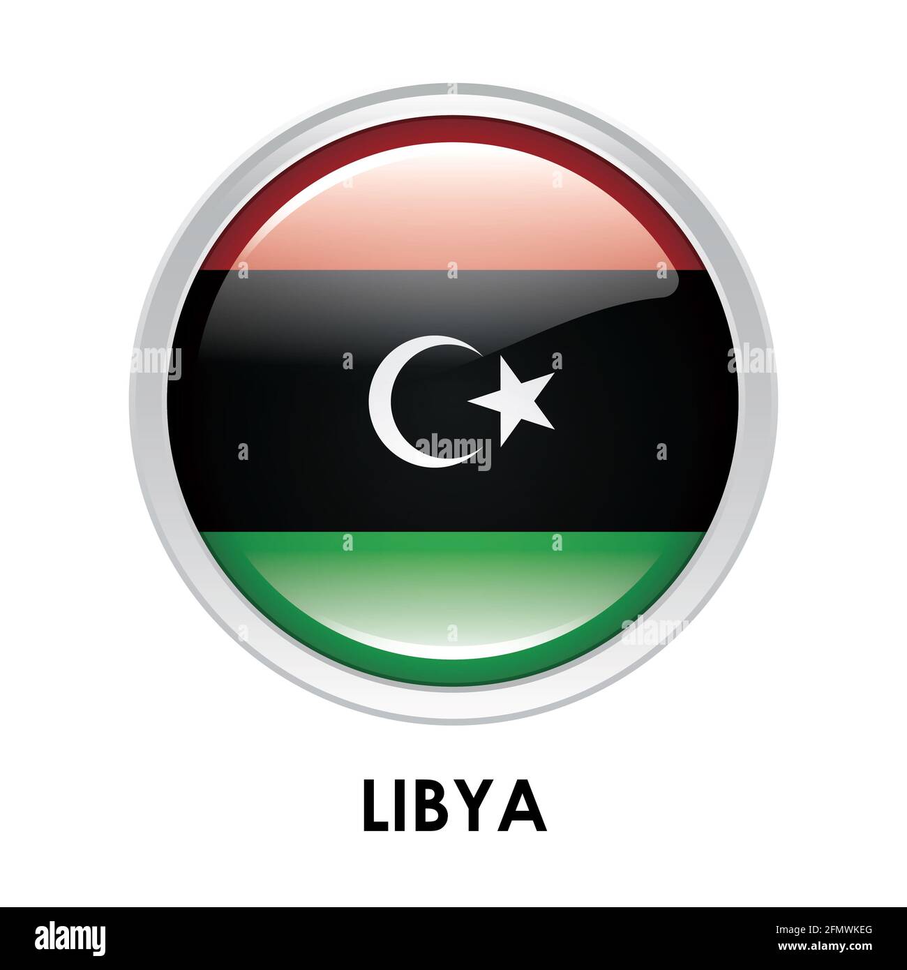 Bandiera rotonda della Libia Foto Stock