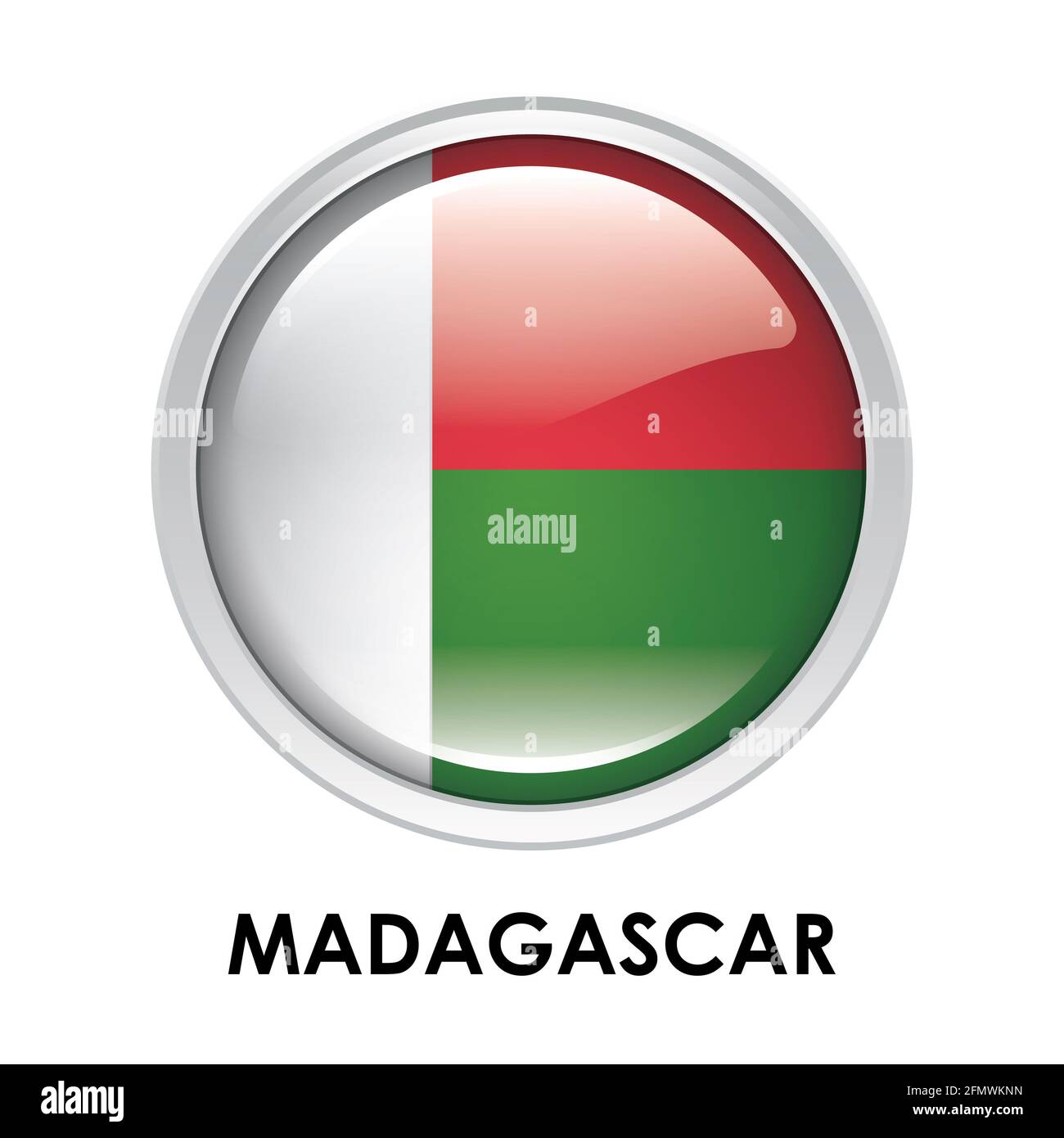 Bandiera rotonda del Madagascar Foto Stock