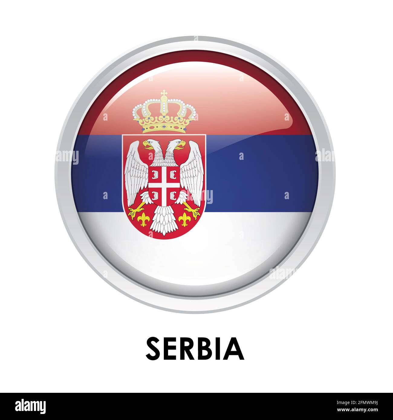 Bandiera rotonda della Serbia Foto Stock