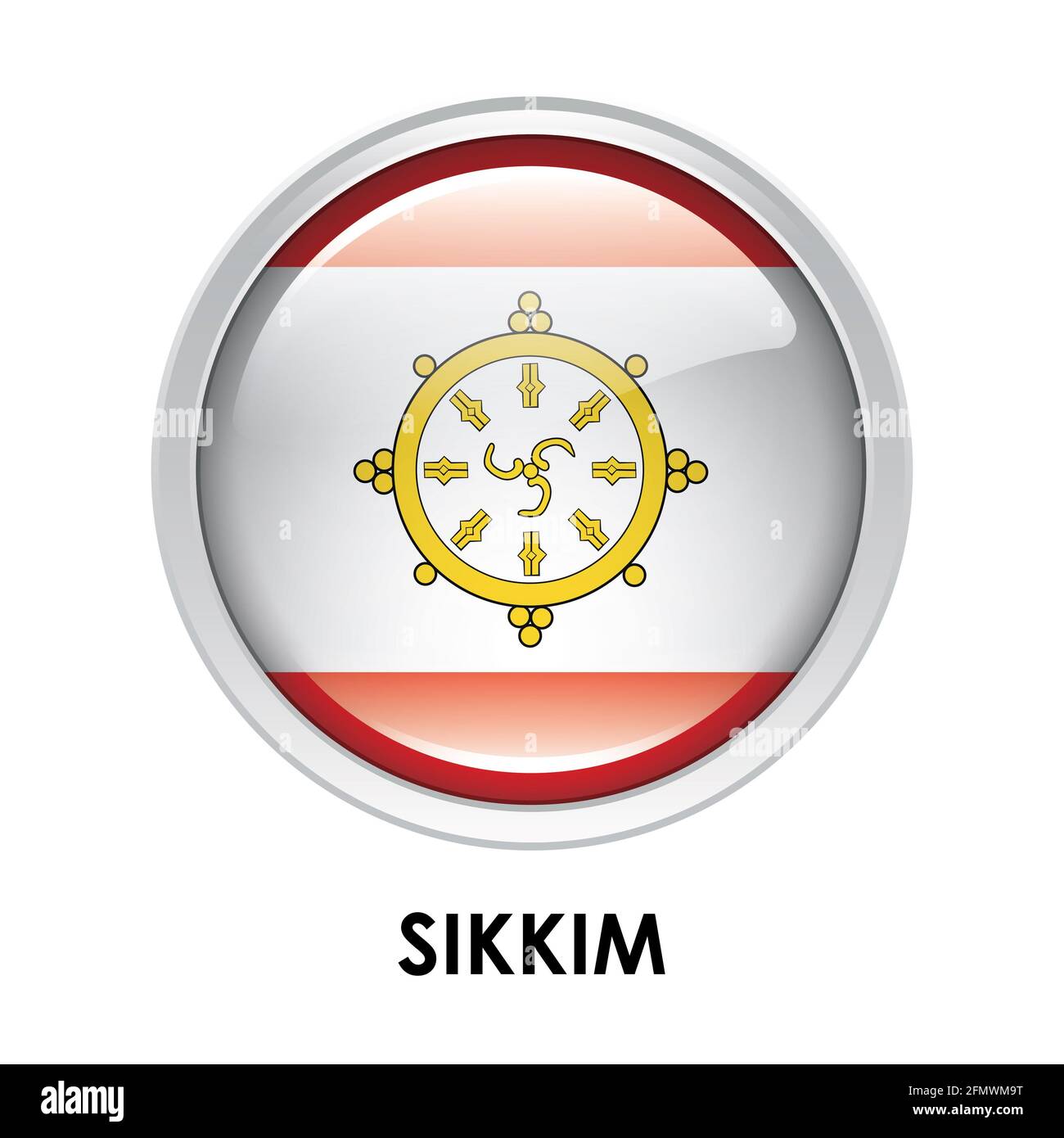 Bandiera rotonda di Sikkim Foto Stock