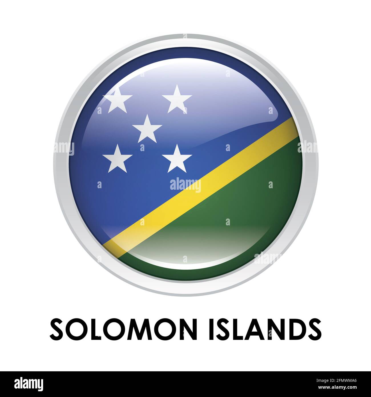 Bandiera rotonda delle Isole Salomone Foto Stock