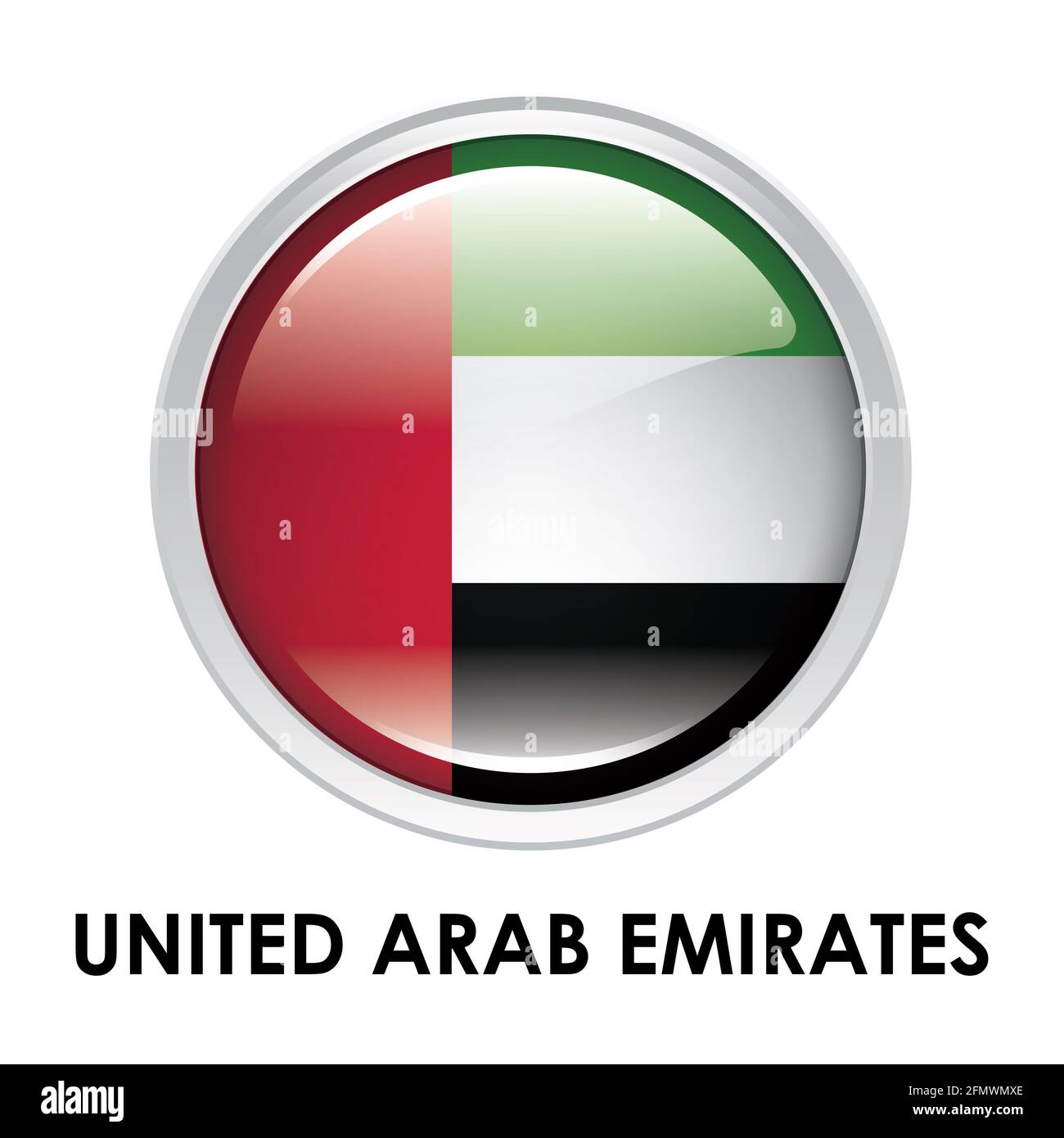 Bandiera rotonda degli Emirati Arabi Uniti Foto Stock