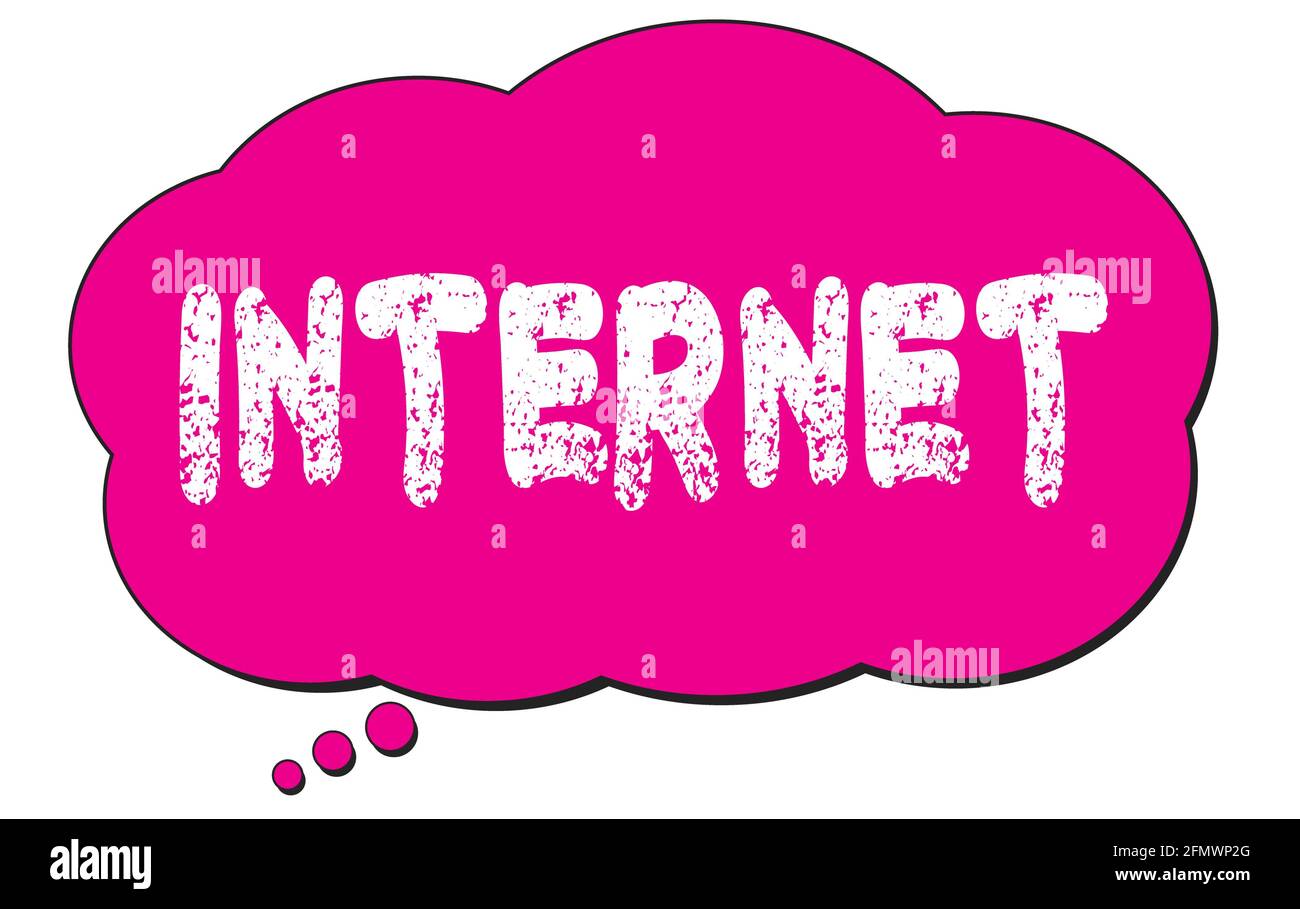 Testo SU INTERNET scritto su una bolla di nuvola di pensiero rosa. Foto Stock