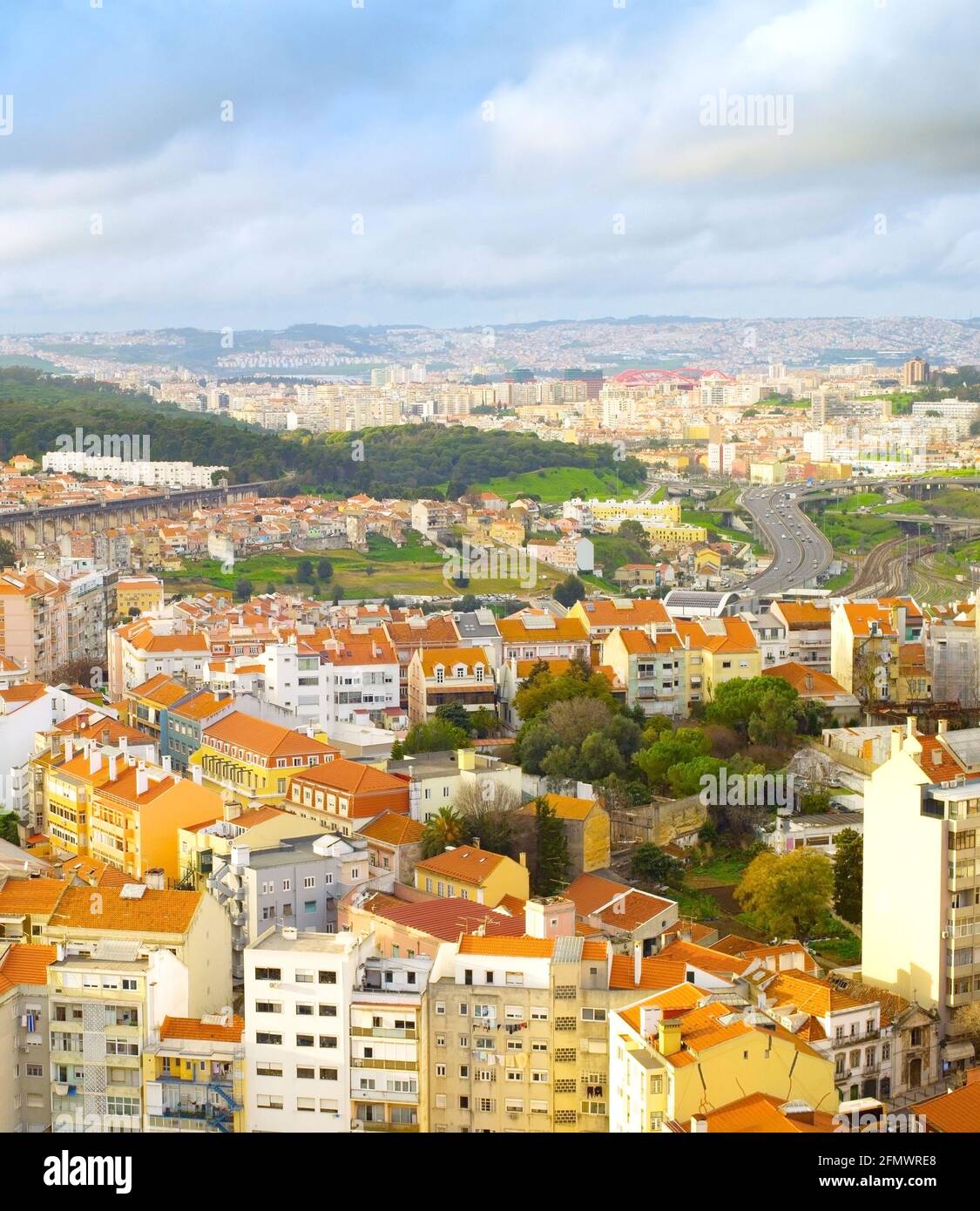 Vista aerea di Lisbona dal punto di vista. Lisbona, Portogallo Foto Stock