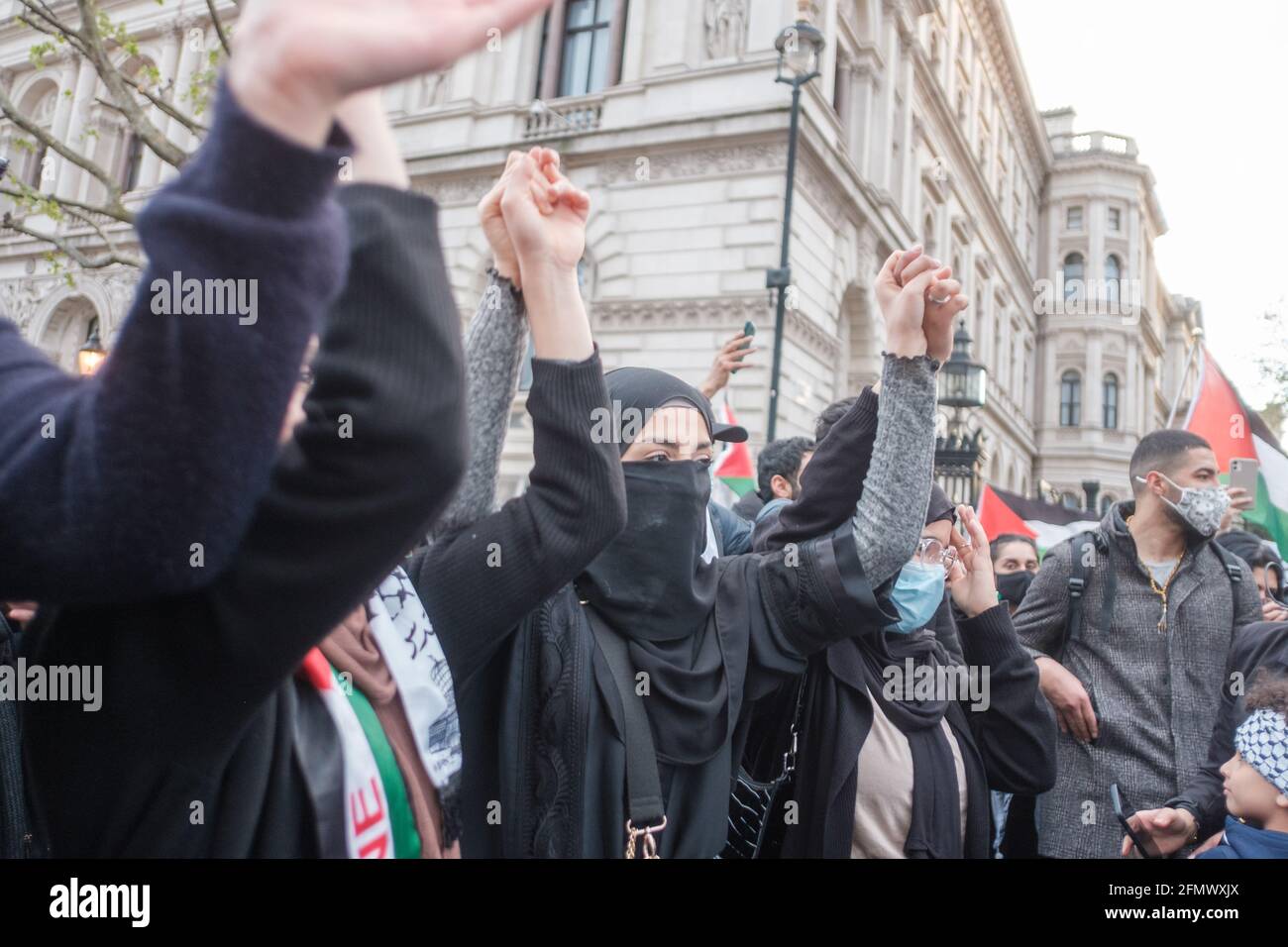 Rally di emergenza per Gerusalemme, Save Sheikh Jarrah protesta a Londra Foto Stock