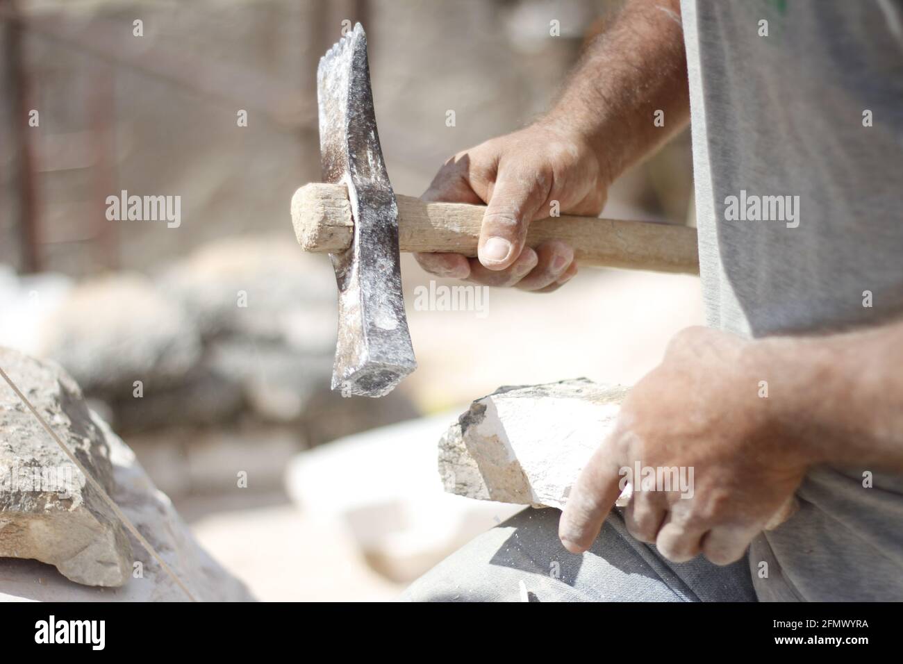 muratura in pietra muratura costruzione artigianale artigianale tradizionale Foto Stock