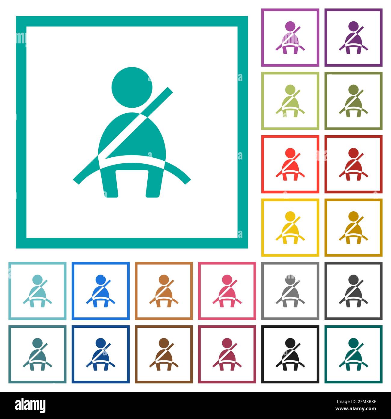 Icone di colore piatto della spia della cintura di sicurezza del veicolo  con quadrante cornici su sfondo bianco Immagine e Vettoriale - Alamy