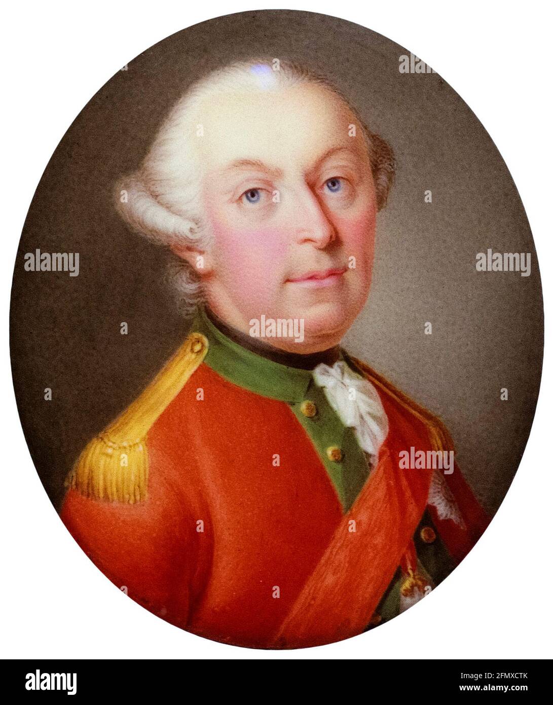 Giuseppe II (1741–1790), Sacro Romano Imperatore, Arciduca d'Austria (1765-1790), ritratto in miniatura di Adam Ludwig d'Argent, intorno al 1780 Foto Stock
