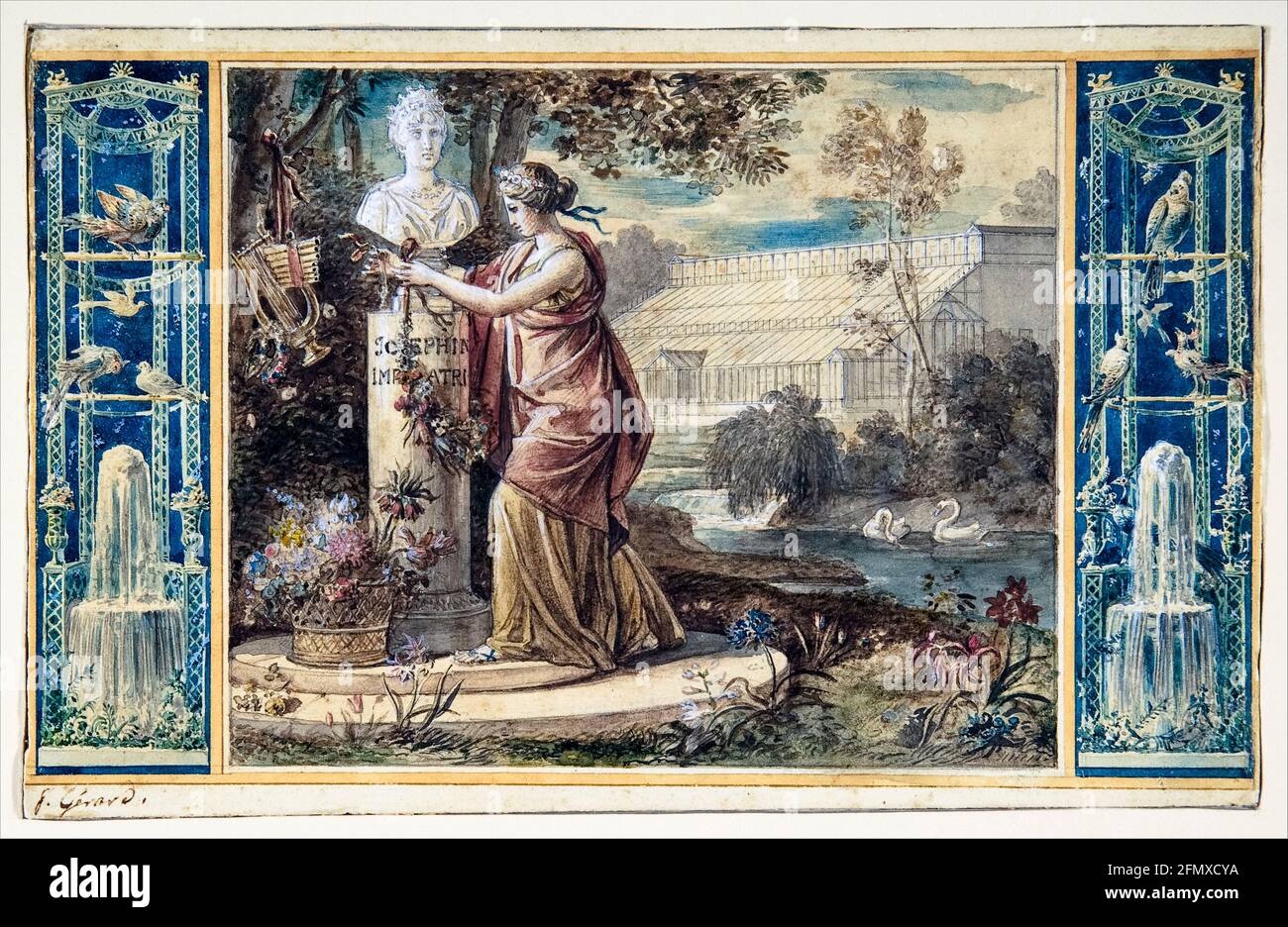 Un'allegoria di Joséphine Bonaparte (1763-1814), imperatrice Consorte di Francia (1804-1810) come patrona dei giardini di Malmaison, dipinto dal barone François Gérard, 1805-1806 Foto Stock