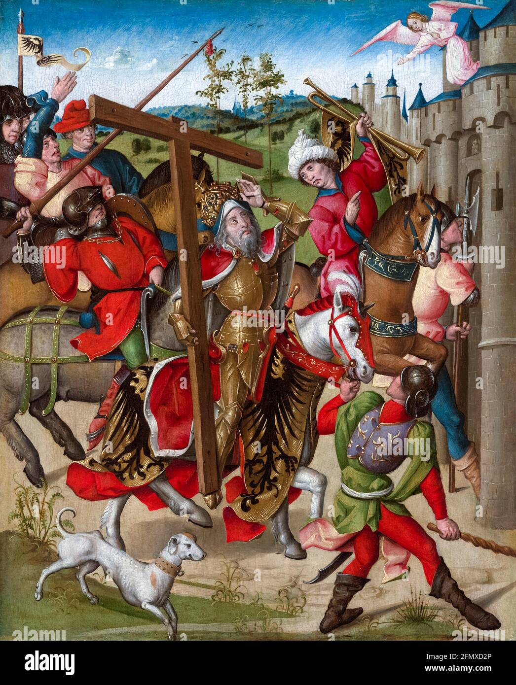 L'imperatore Eraclio, negato l'ingresso a Gerusalemme, dipinto da artista sconosciuto, 1485-1495 Foto Stock