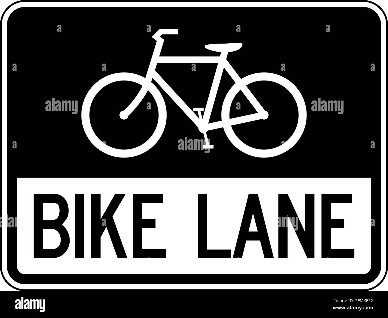 Illustrazione ufficiale della segnaletica stradale statunitense di Bike Lane Foto Stock