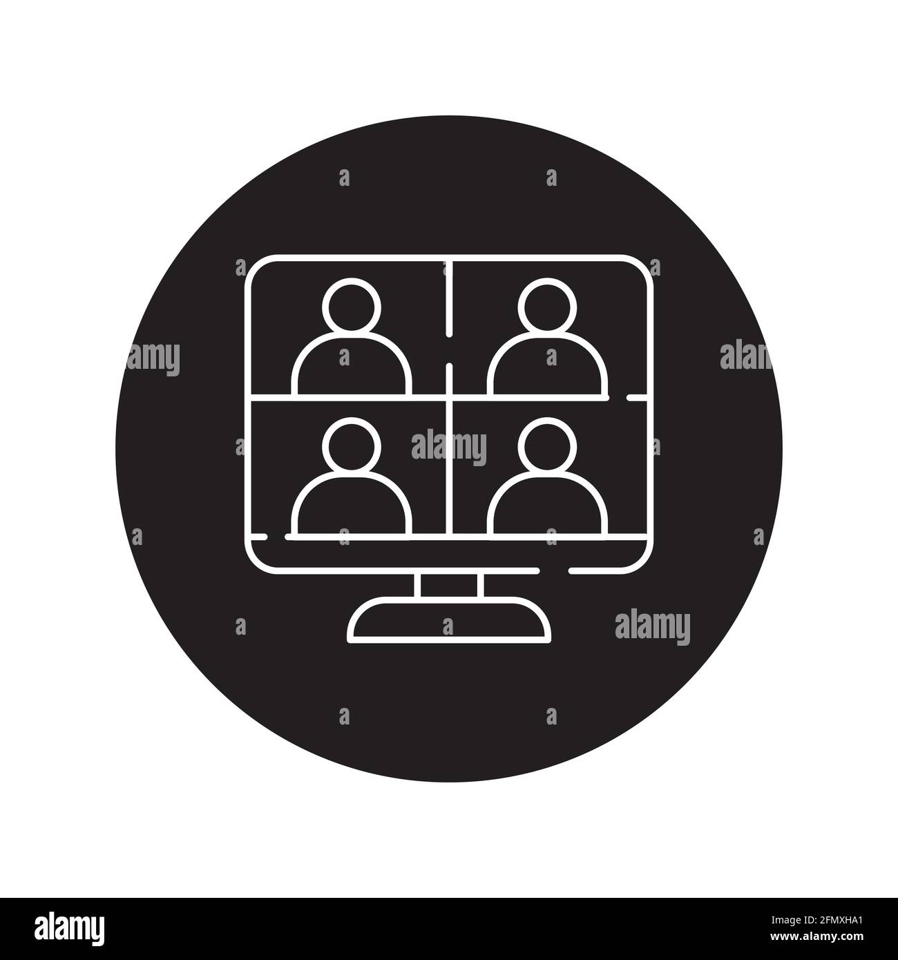 Icona glifo nero riunione online. Pittogramma per pagina web, app mobile, promo. Elemento di progettazione GUI UI UX. Tratto modificabile. Illustrazione Vettoriale