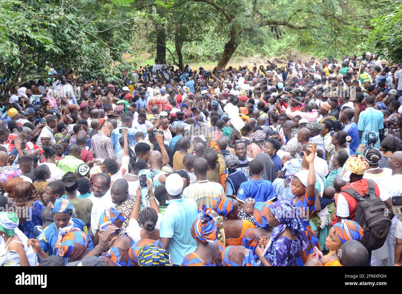 Osun Osogbo: Gli aderenti che hanno sacrificato la Dea Osun durante il Festival Osun Osogbo. Foto Stock