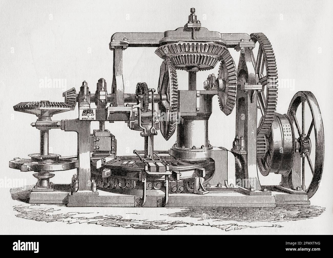 Macchina verniciata per stampaggio e pressatura di mattoni. Da una breve storia dell'esposizione internazionale del 1862, pubblicato nel 1862. Foto Stock