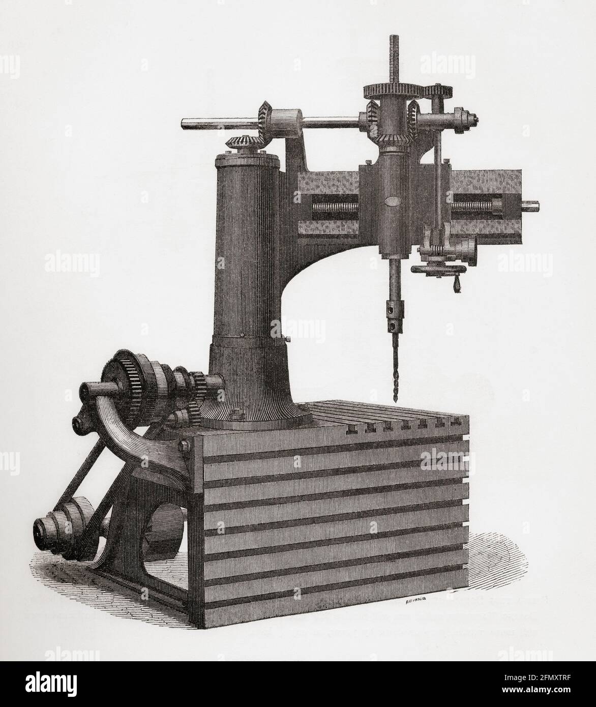 Foratrice radiale ad azione automatica e a doppia corona. Da una breve storia dell'esposizione internazionale del 1862, pubblicato nel 1862. Foto Stock