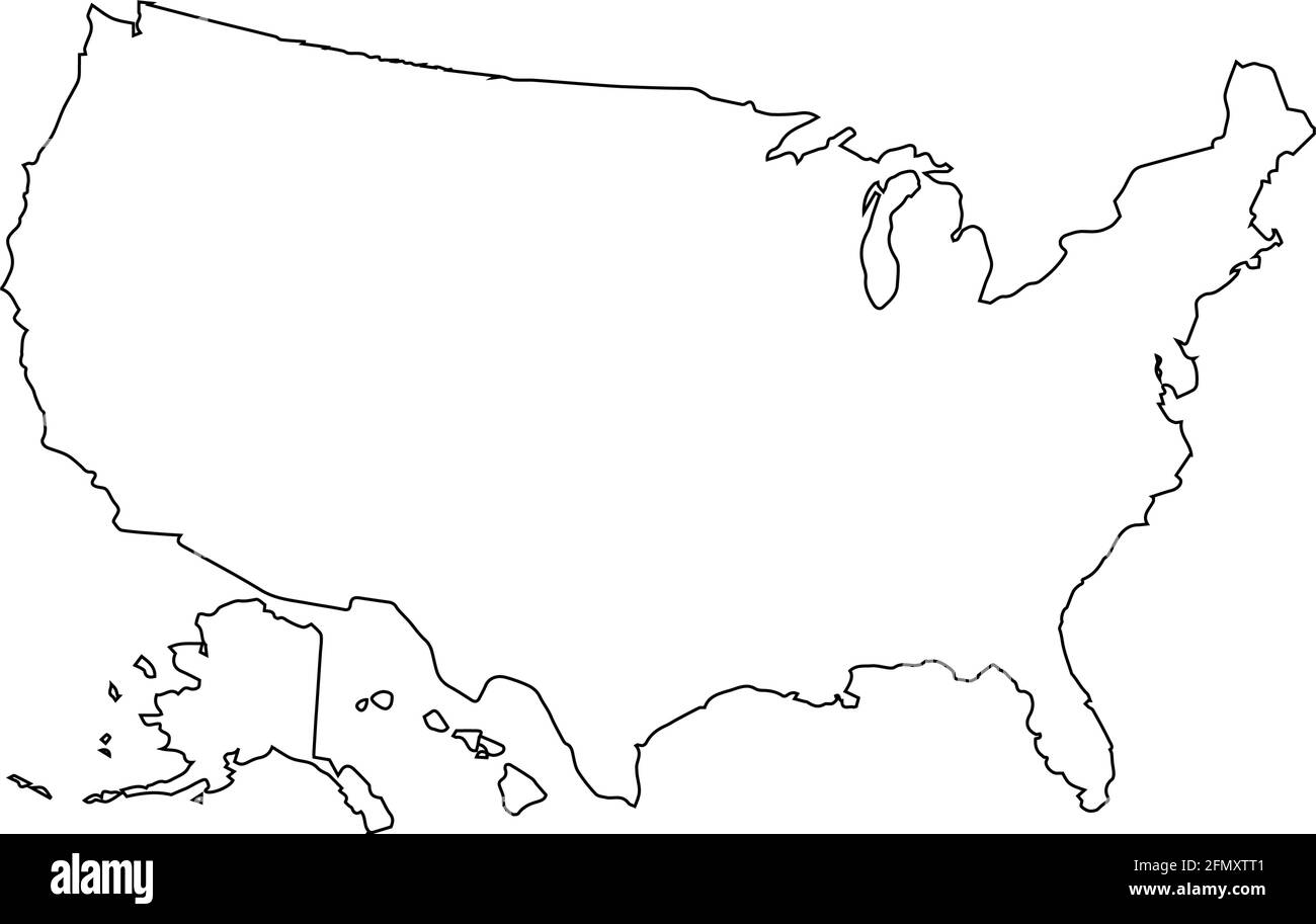 Mappa America. Icona vettore. Mappa silhouette USA. Tutti gli stati Illustrazione Vettoriale