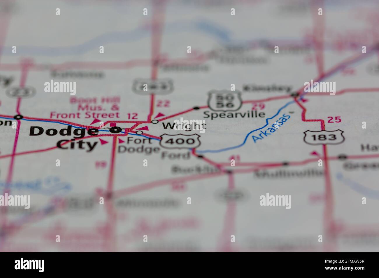 Wright Kansas USA mostrato su una mappa geografica o su una strada Mappa Foto Stock