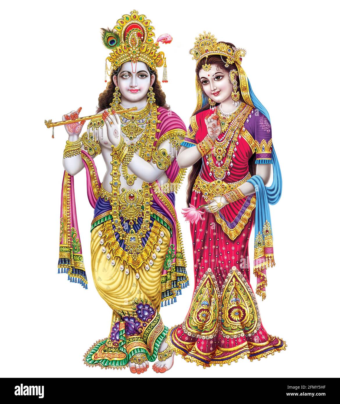 Illustrazioni del Dio indiano ad alta risoluzione Radha Krishna, dipinti digitali Foto Stock