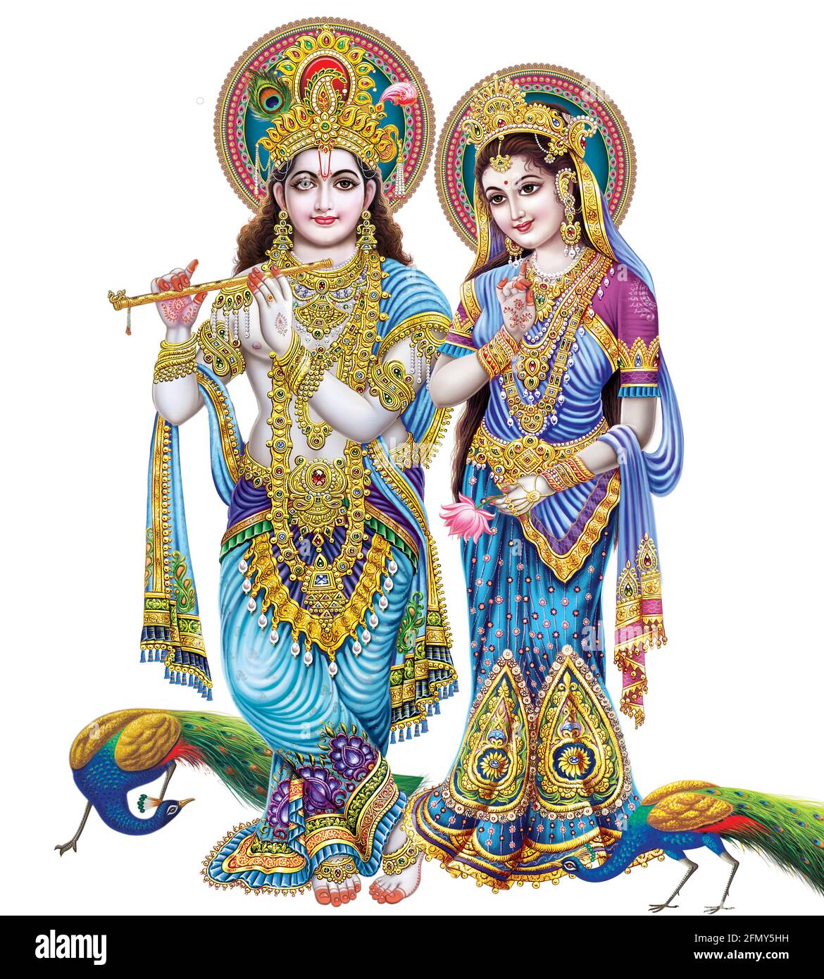 Illustrazioni del Dio indiano ad alta risoluzione Radha Krishna, dipinti digitali Foto Stock