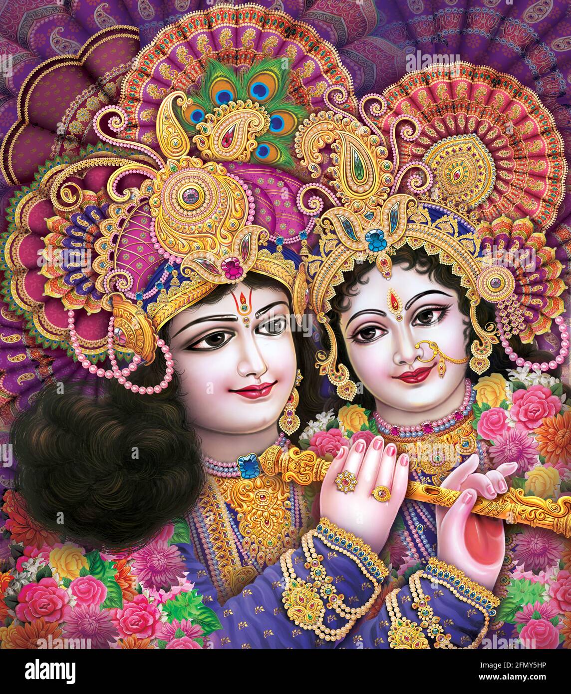 Dio indiano Radhakrishna, Signore Krishna, immagini mitologiche indiane Foto Stock
