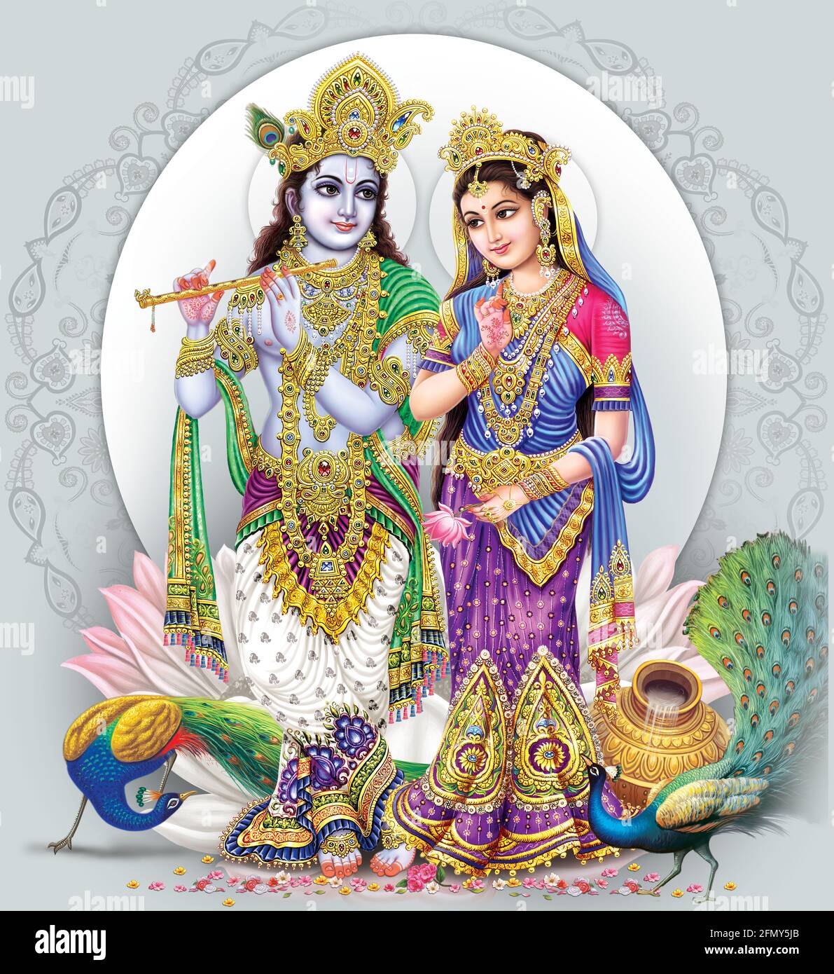 Dio indiano Radhakrishna, Signore Krishna, immagini mitologiche indiane Foto Stock