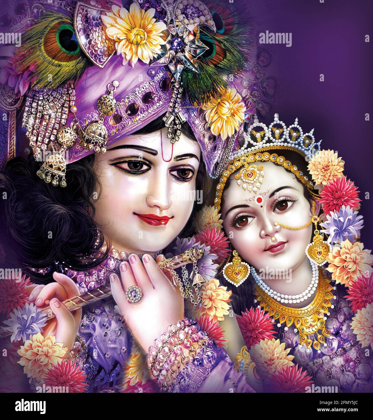 Dio indiano Radhakrishna, Signore Krishna, immagini mitologiche indiane Foto Stock
