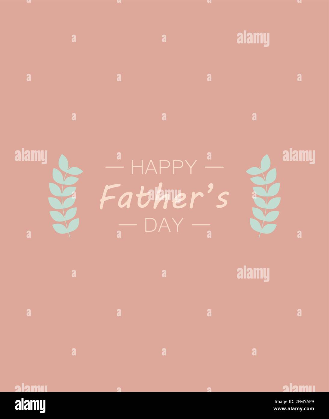 Buon giorno del Padre. Immagine dei biglietti d'auguri. Festa del Padre felice su sfondo pastello con rami. Illustrazione vettoriale. Illustrazione Vettoriale