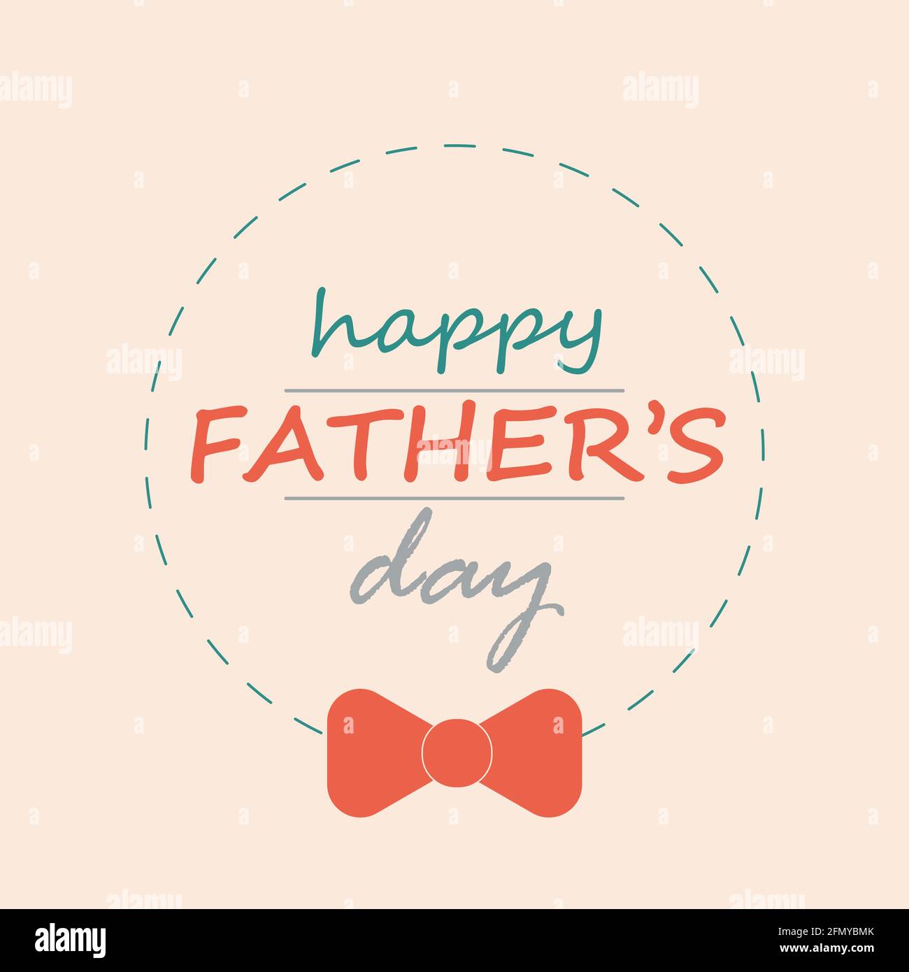 Buon giorno del Padre. Immagine dei biglietti d'auguri. Illustrazione vettoriale. Happy Father's Day incorniciato con cravatta di prua. Illustrazione Vettoriale