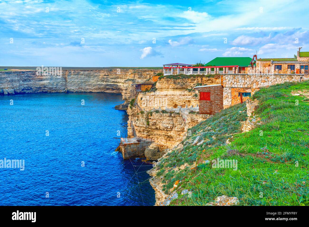 Centro ricreativo sulla costa del Mar Nero nel Tarkhankut riserva naturale Foto Stock